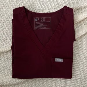 Figs Catarina One-Pocket Scrub Top - Burgundy -